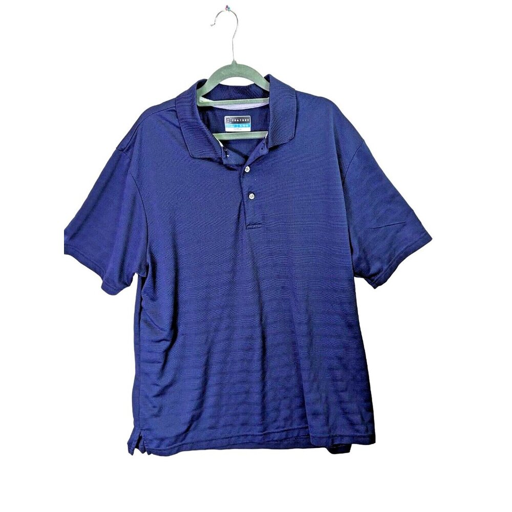 PGA TOUR Air Flux Mens size XL Shirt Short Sleeve Polo Navy Blue Stripe Golf